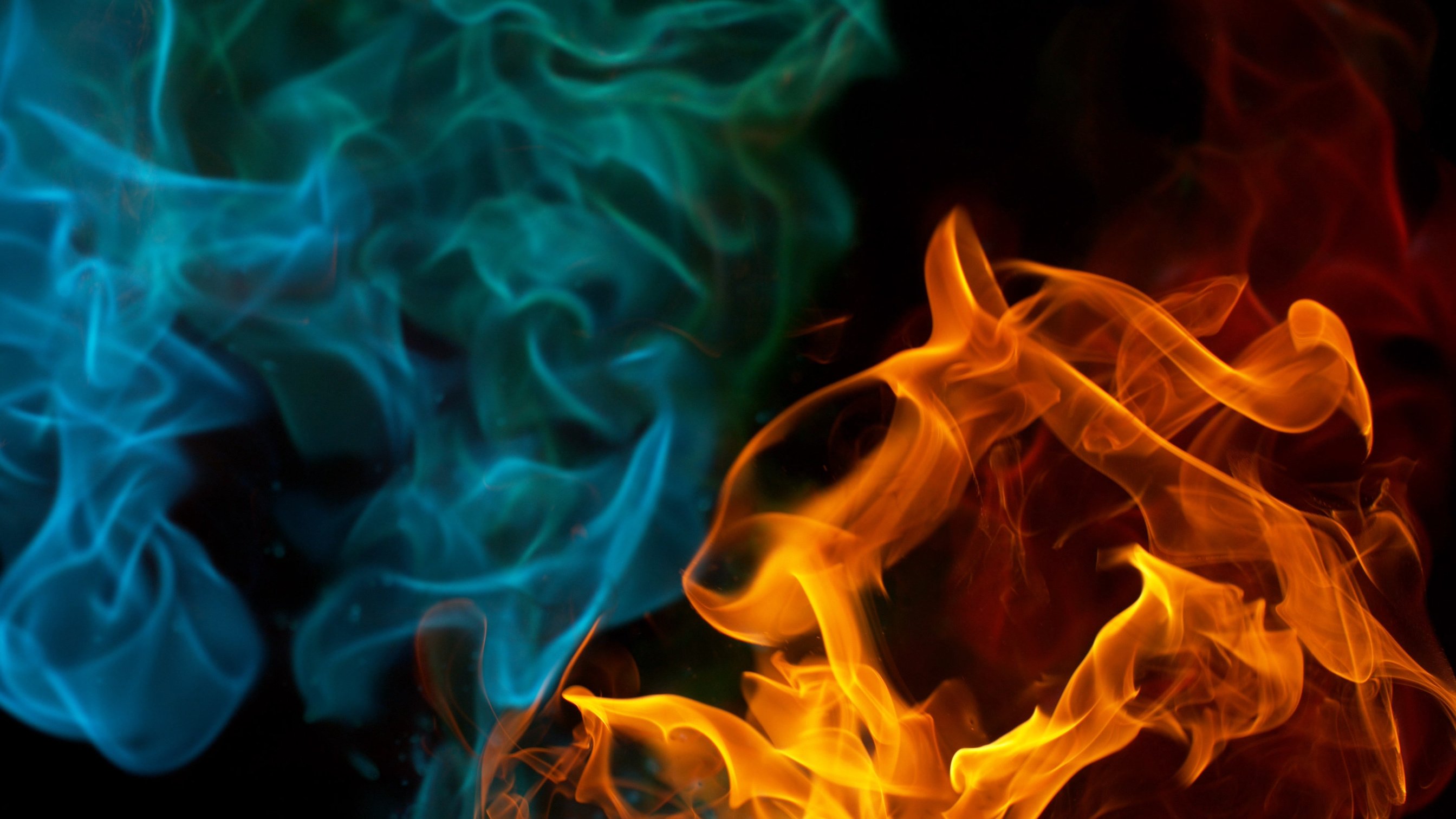 Blue and Orange Flame on Black Background